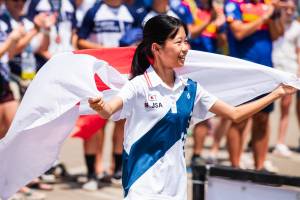 Rina Ogake from Japan shared five medals with her twin and rival, Yuna – the youngest skyrunners – ever. ©Milos Milenkovic