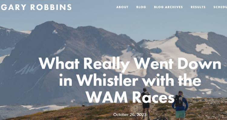 Διαστάσεις παίρνει το θέμα μεταξύ UTMB και Gary Robbins, σχετικά με τη διοργάνωση αγώνα στο Όρος Whistler της British Columbia, στον Καναδά!